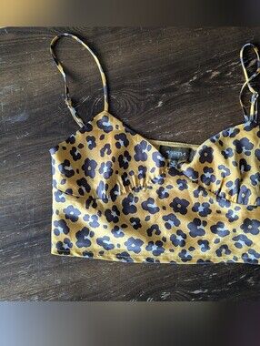 Urbain Outfitters Leopard Satin Cami with Adjustable Straps